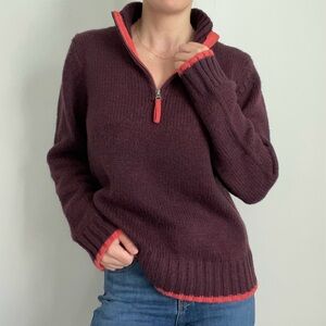 VINTAGE 90s Chunky Knit Oversized Quarter-Zip Sweater